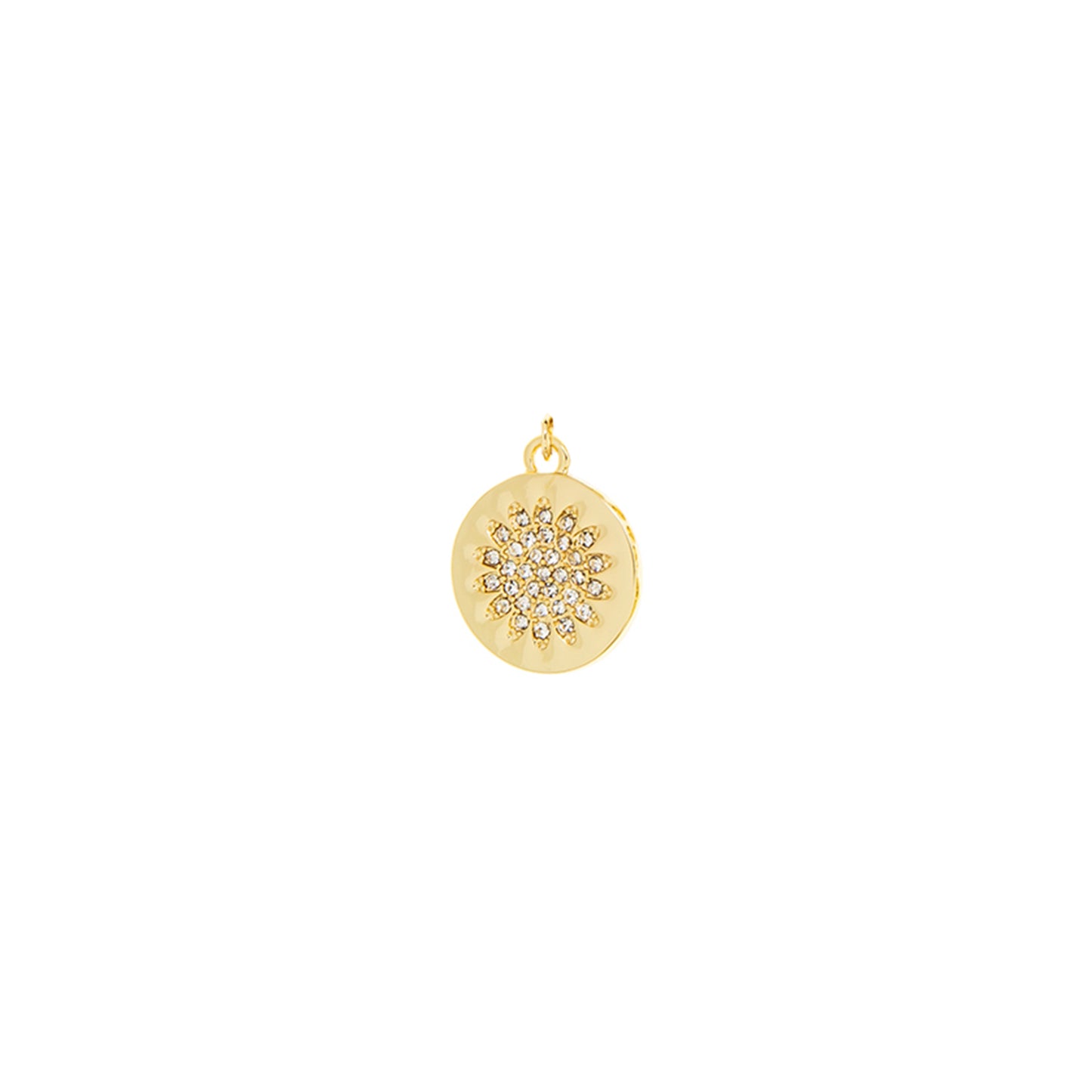 Round Charm With Crystal Flower