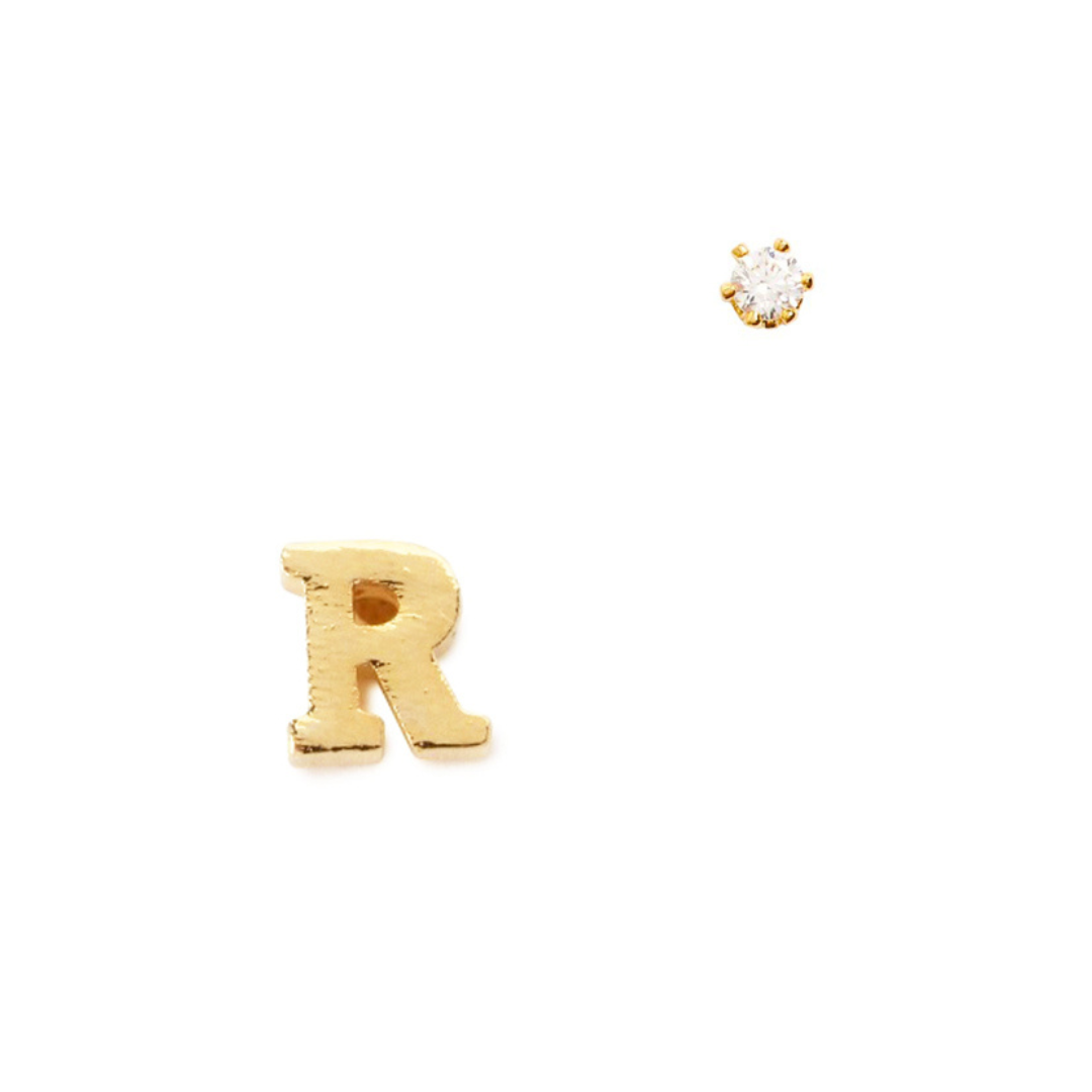 Gold Intial Mismatched Stud Earring