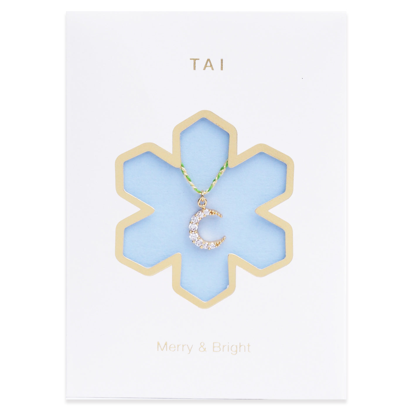 Pave Moon Charm Necklace On Cord