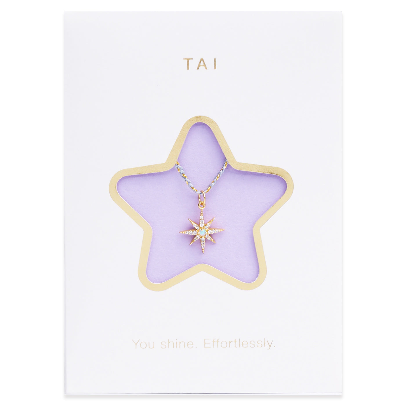 Pave Starburst Charm Necklace On Cord