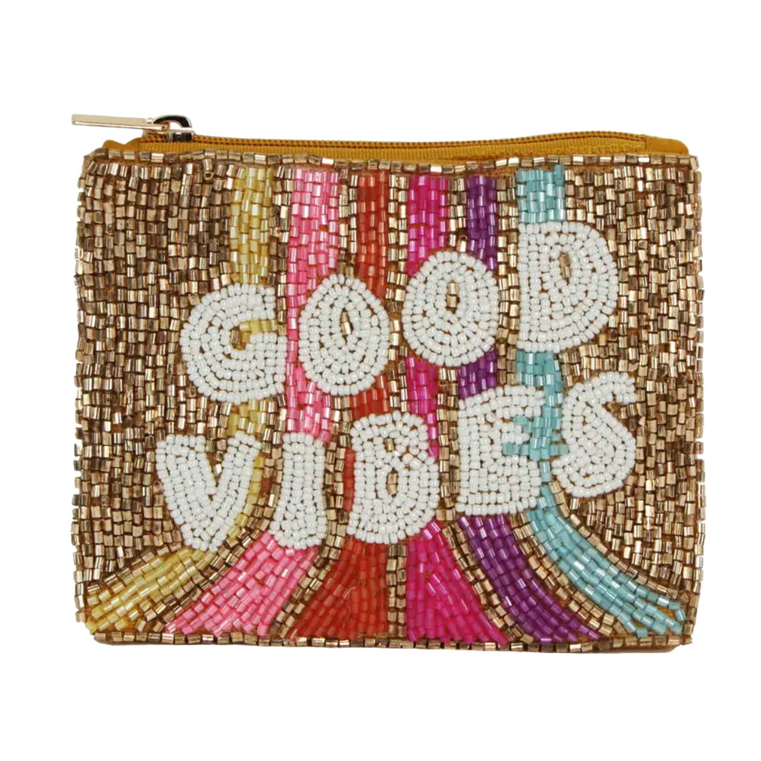 Good Vibes Beaded Coin Purse