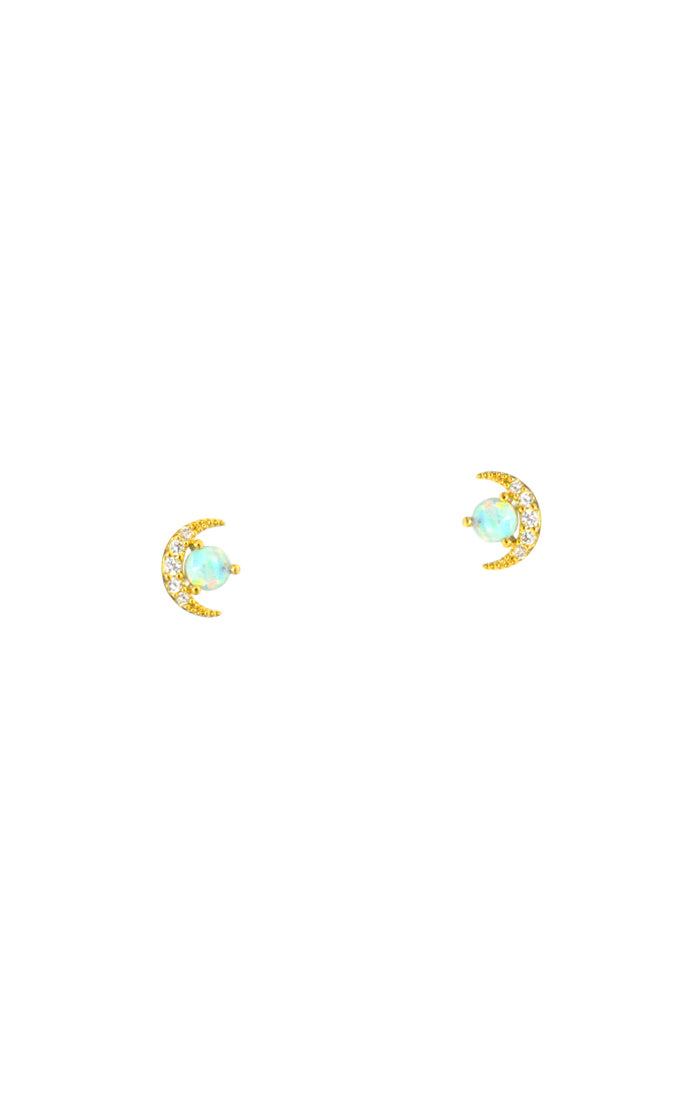 CZ & Opal Moon Stud