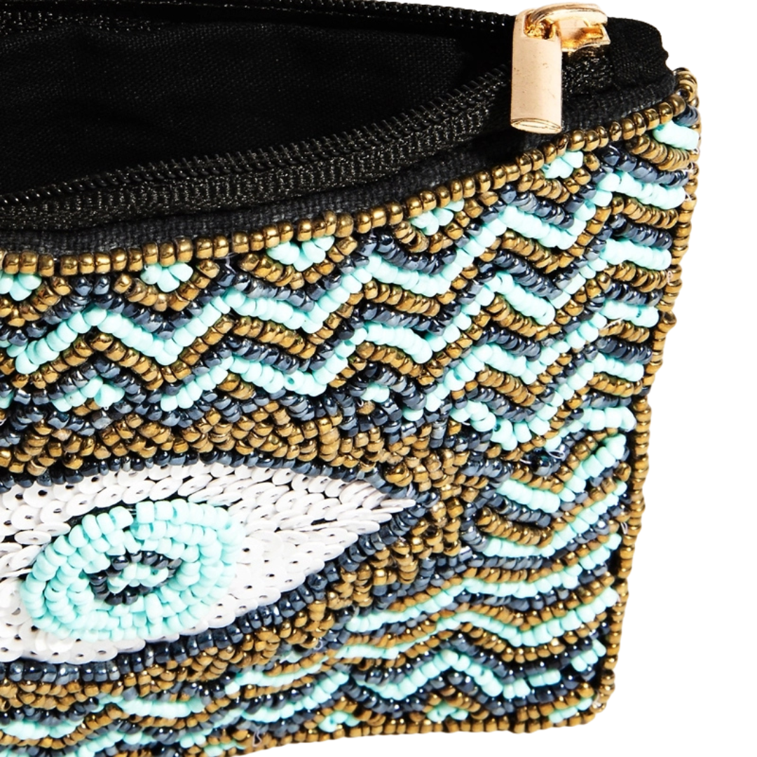 Evil Eye Beaded Coin Purse