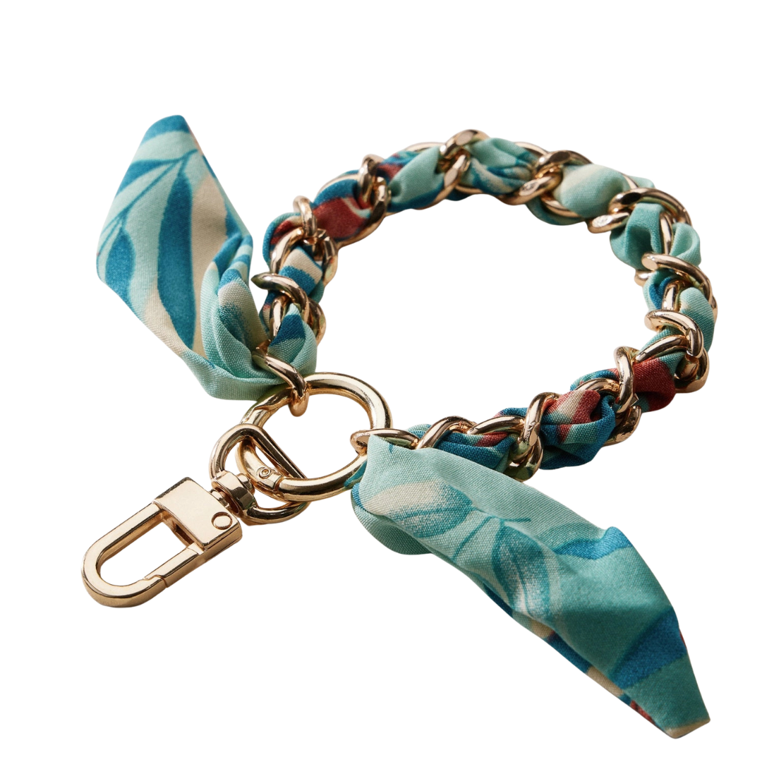 Silk Scarf Chain Wristlet Keychain