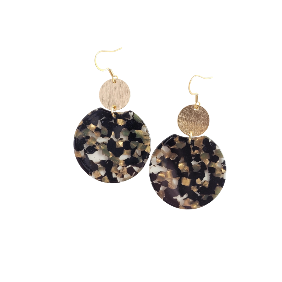 Zoey Earrings In Black & Bronze