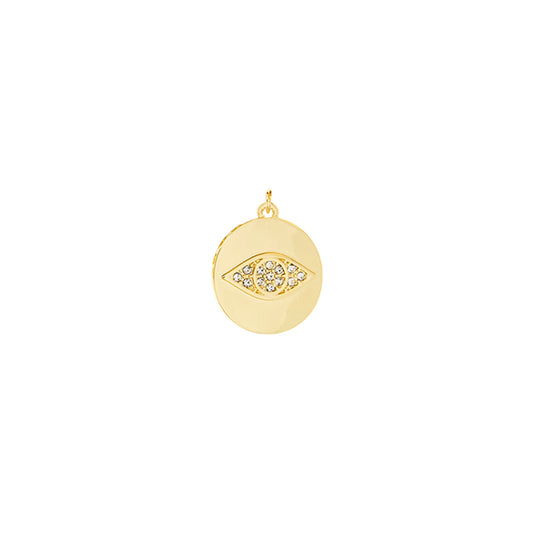 Round Charm With Crystal Evil Eye