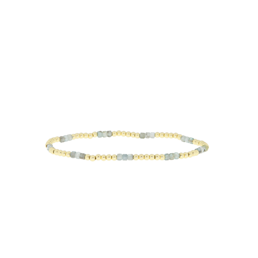 3MM Beaded  Stretch Bracelet With Glass Clusters