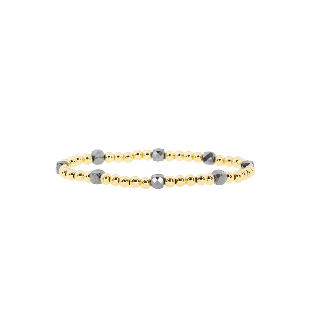 Beaded Ball Bracelet With Color Square Beads