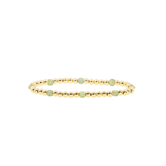 Beaded Ball Bracelet With Color Square Beads
