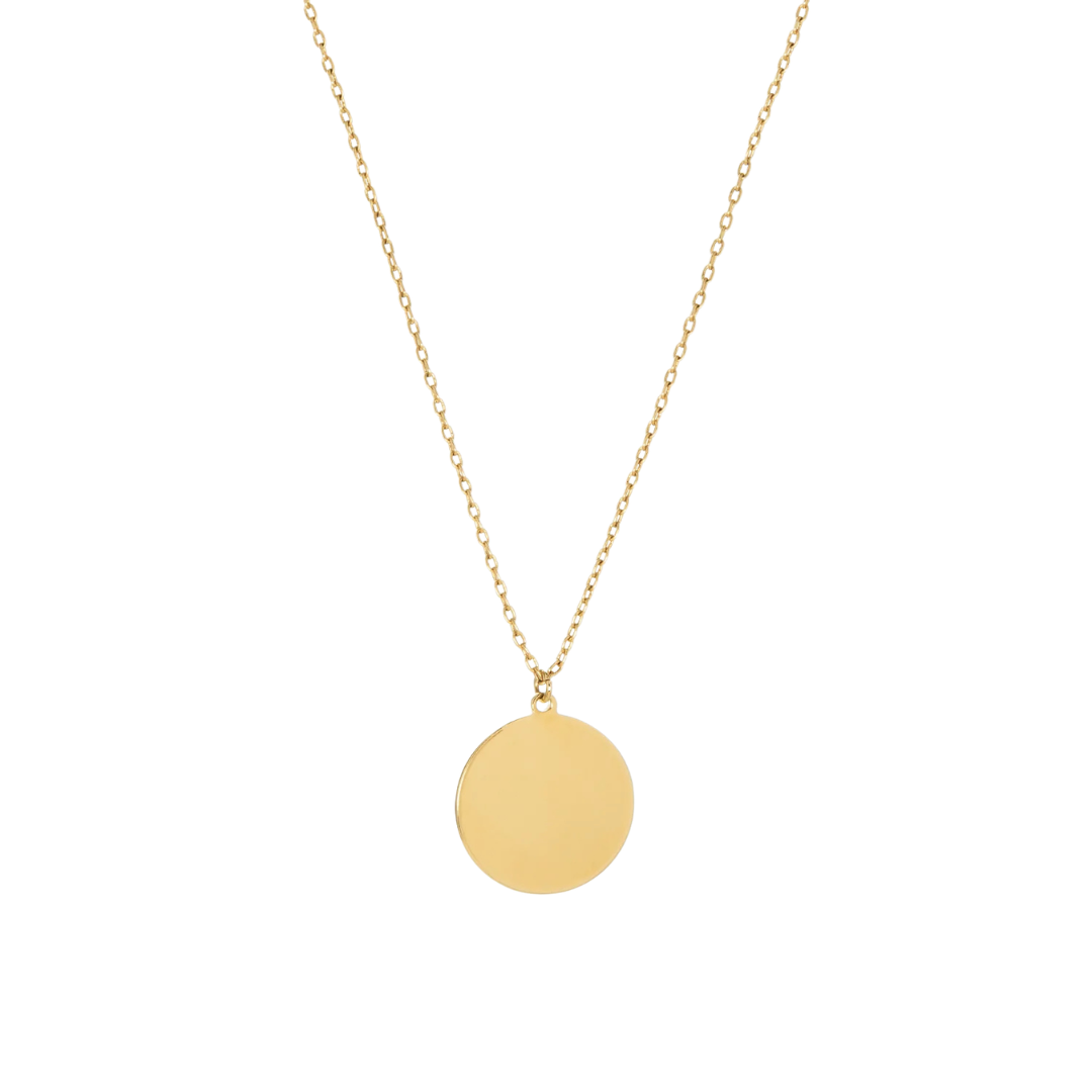 Waterproof Circle Disc Pendant Necklace