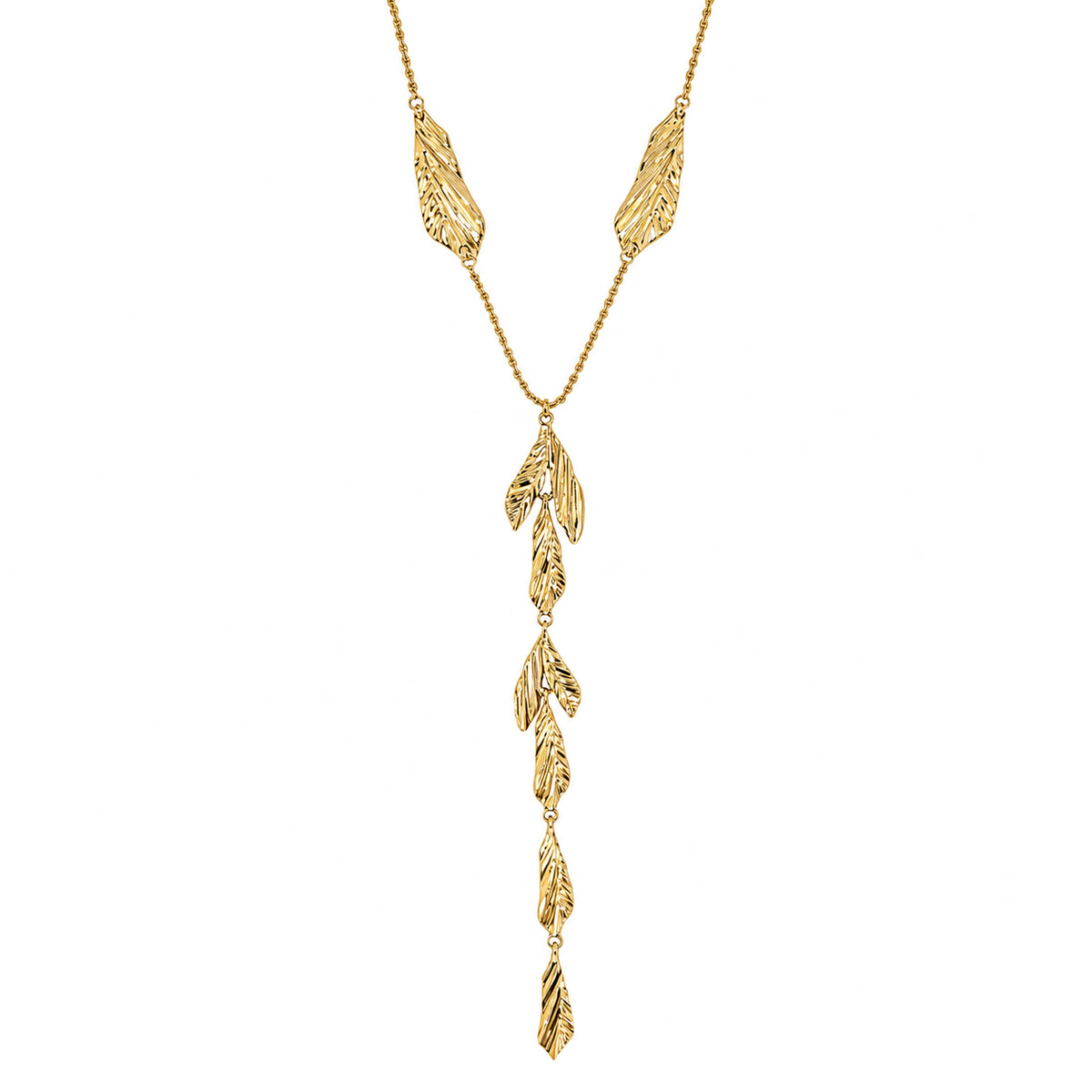 Gold Leaf Lariat Necklace