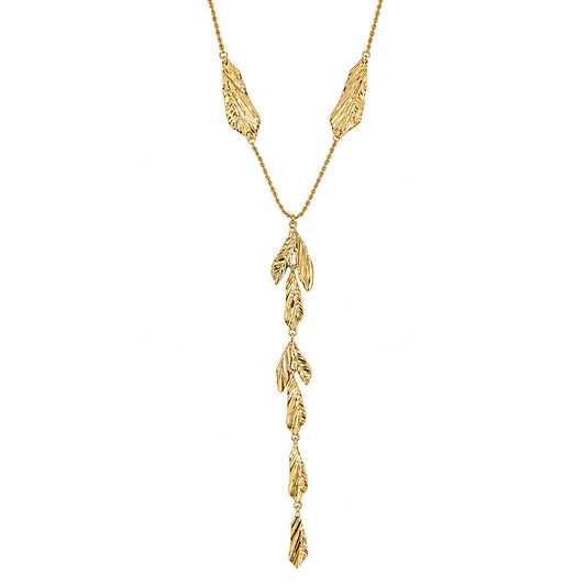Gold Leaf Lariat Necklace