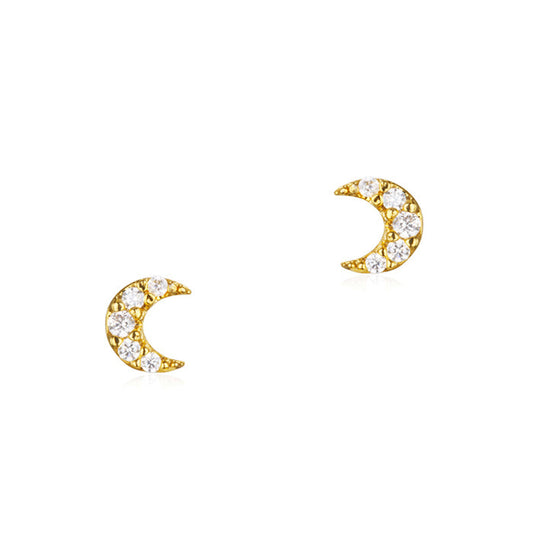 Mini Pave Moon Earrings