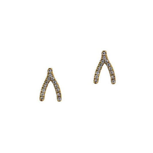 CZ Wishbone Stud Earring