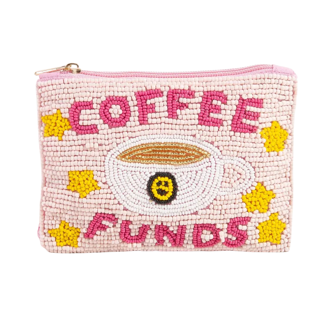 Coffe Funds Beaded Coin Purse
