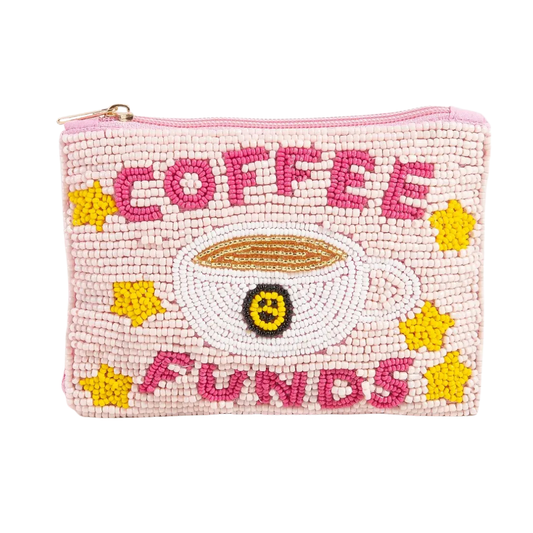 Coffe Funds Beaded Coin Purse