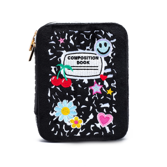 Composition Notebook Velvet Jewelry Zip Case