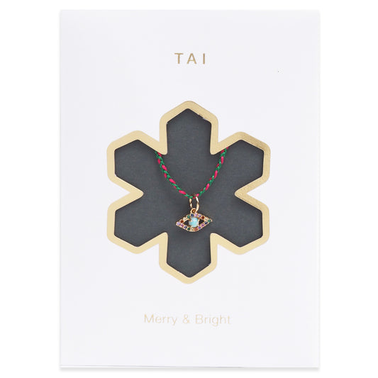 Small Evil Eye Charm On Cord Necklace