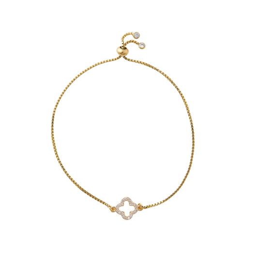 Gold Crystal Flora Slider Bracelet