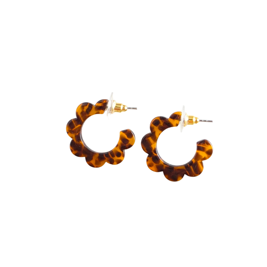 Flora Mini Hoops In Amber Dot