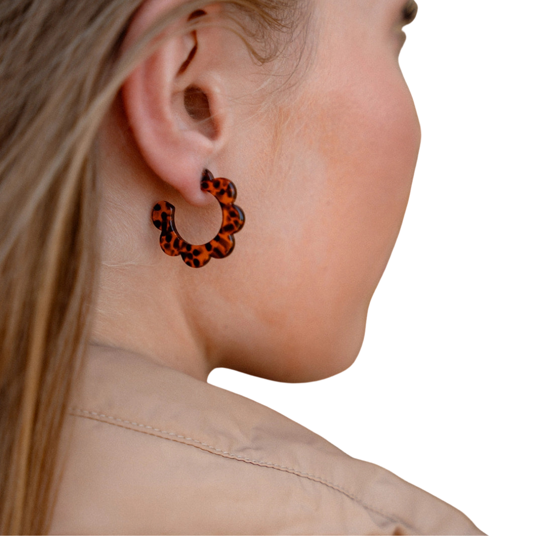 Flora Mini Hoops In Amber Dot