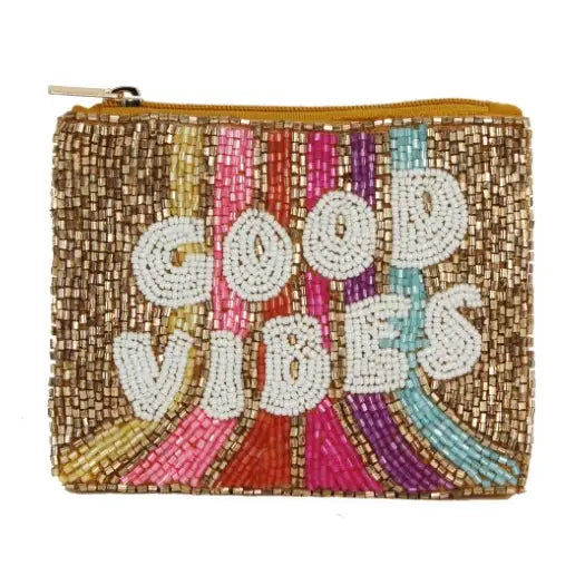 Good Vibes Beaded Coin Purse