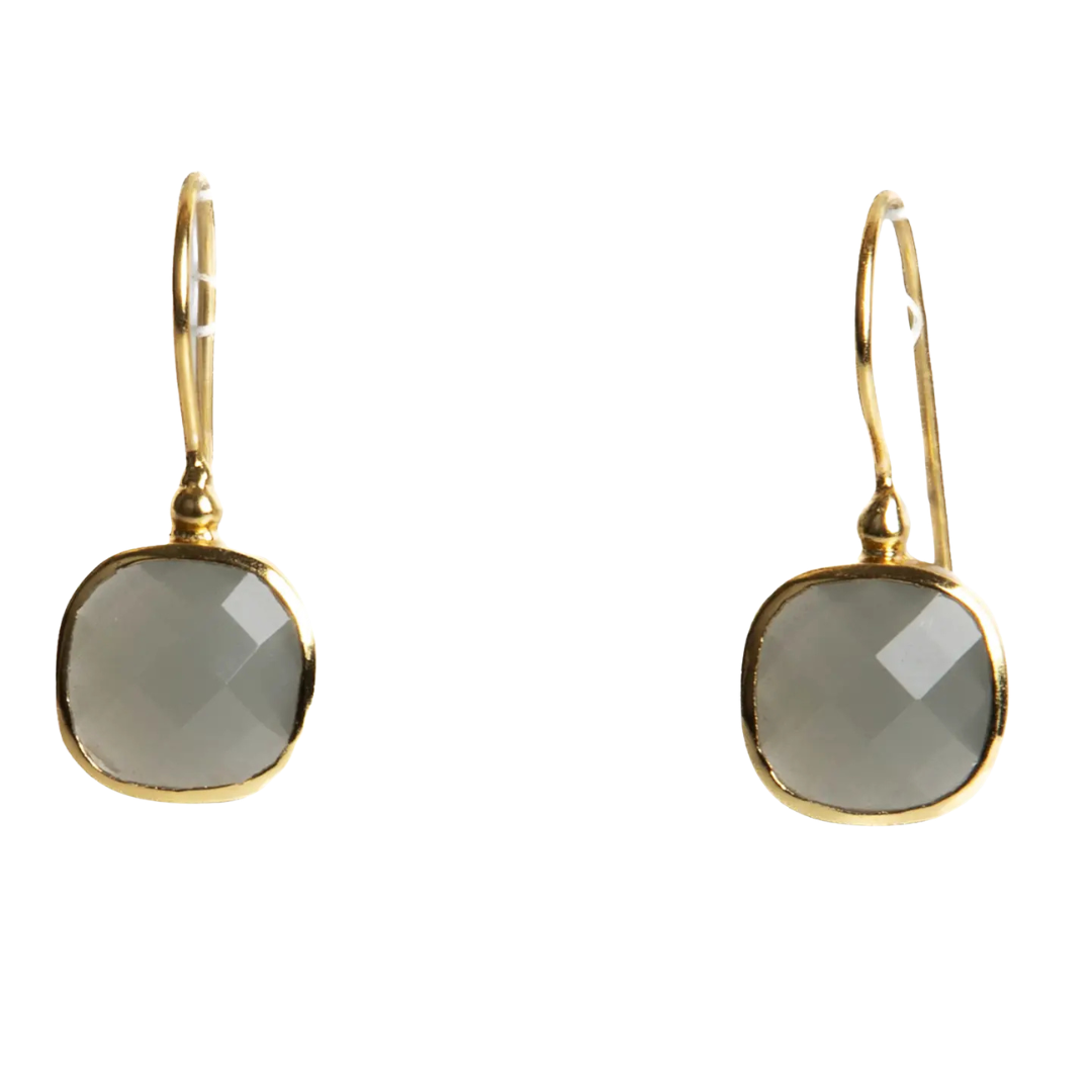 Cushion Cut Gemstone Earrings