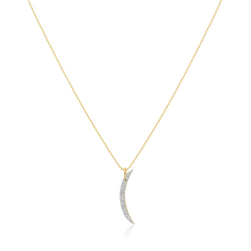 Pave Moon Sliver Charm Necklace