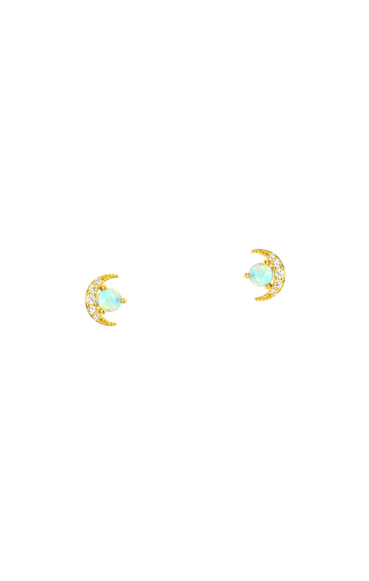 CZ & Opal Moon Stud