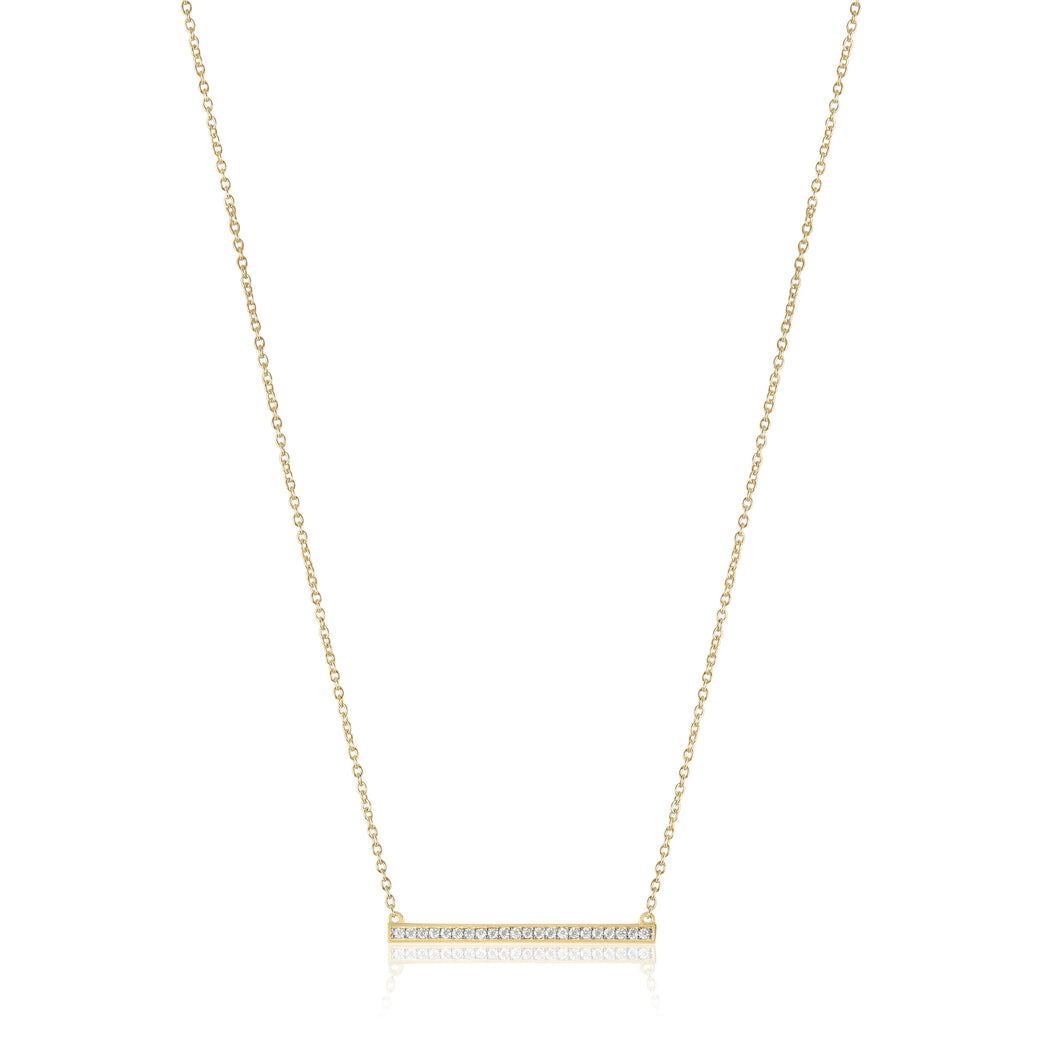 White Zircon Pave Bar Necklace