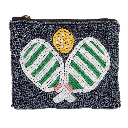 Pickle Ball Beaded Coin Purse