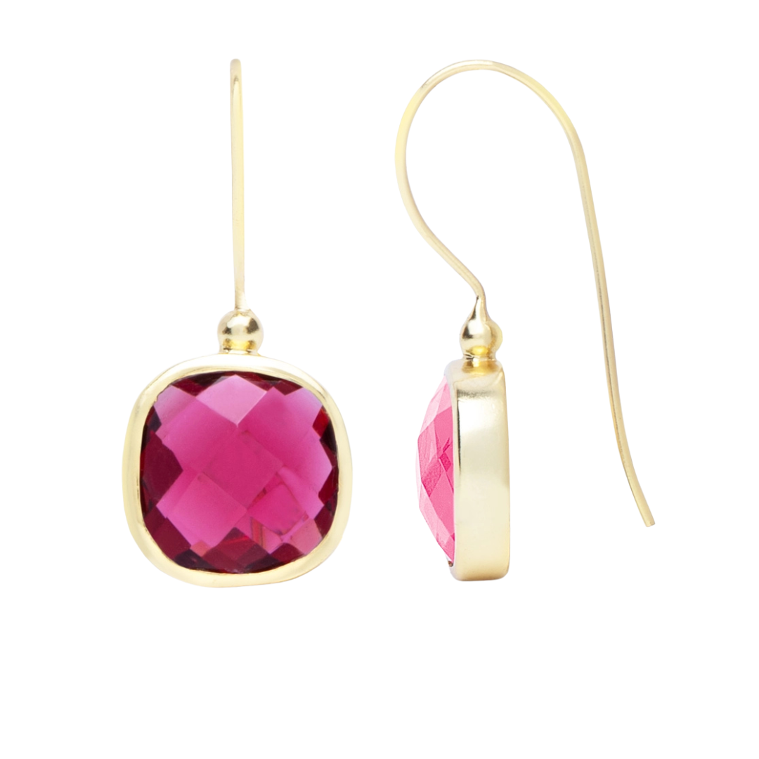 Cushion Cut Gemstone Earrings