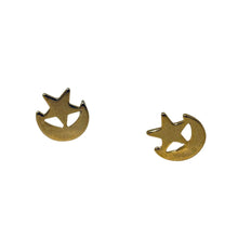 Load image into Gallery viewer, Crescent Star Stud Earrings