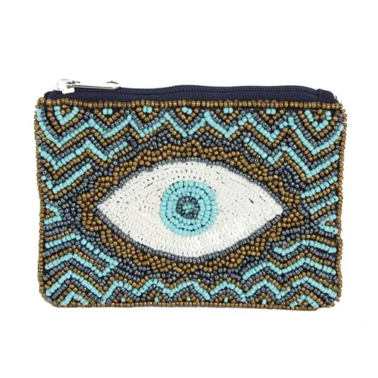 Evil Eye Beaded Coin Purse