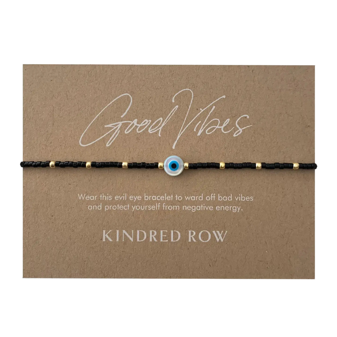 Good Vibes Evil Eye Bracelet In Black