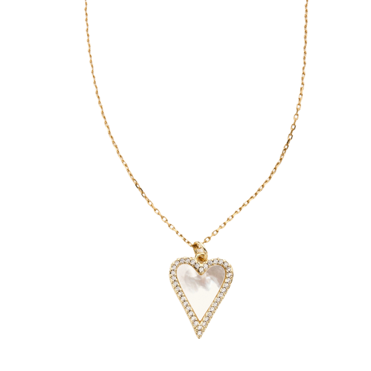 White Mother Of Pearl Heart Necklace