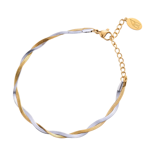 Mixed Metal Herringbone Waterproof Bracelet