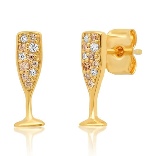 Pave Champagne Glass Stud Earrings