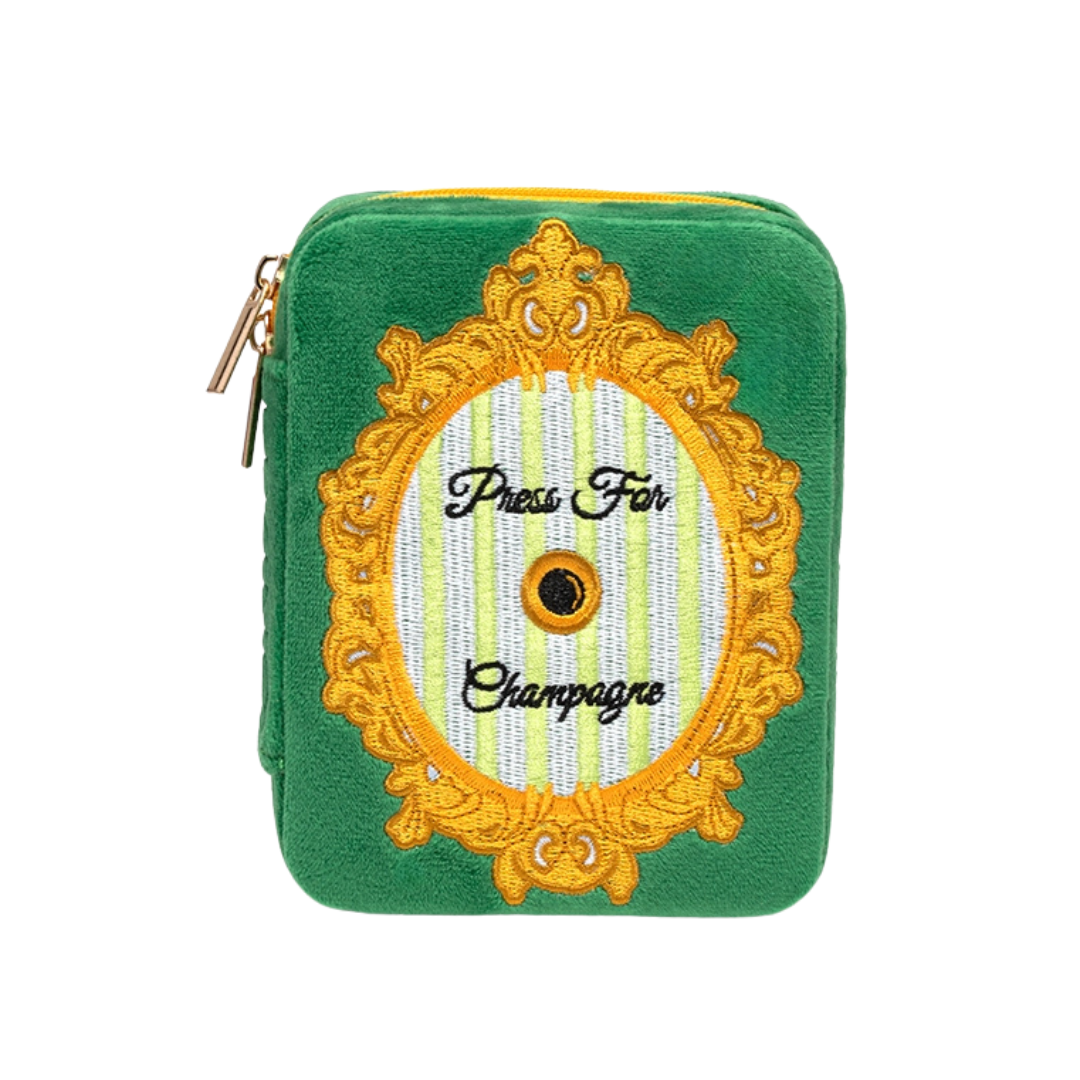 Press For Champagne Velvet Jewelry Zip Case