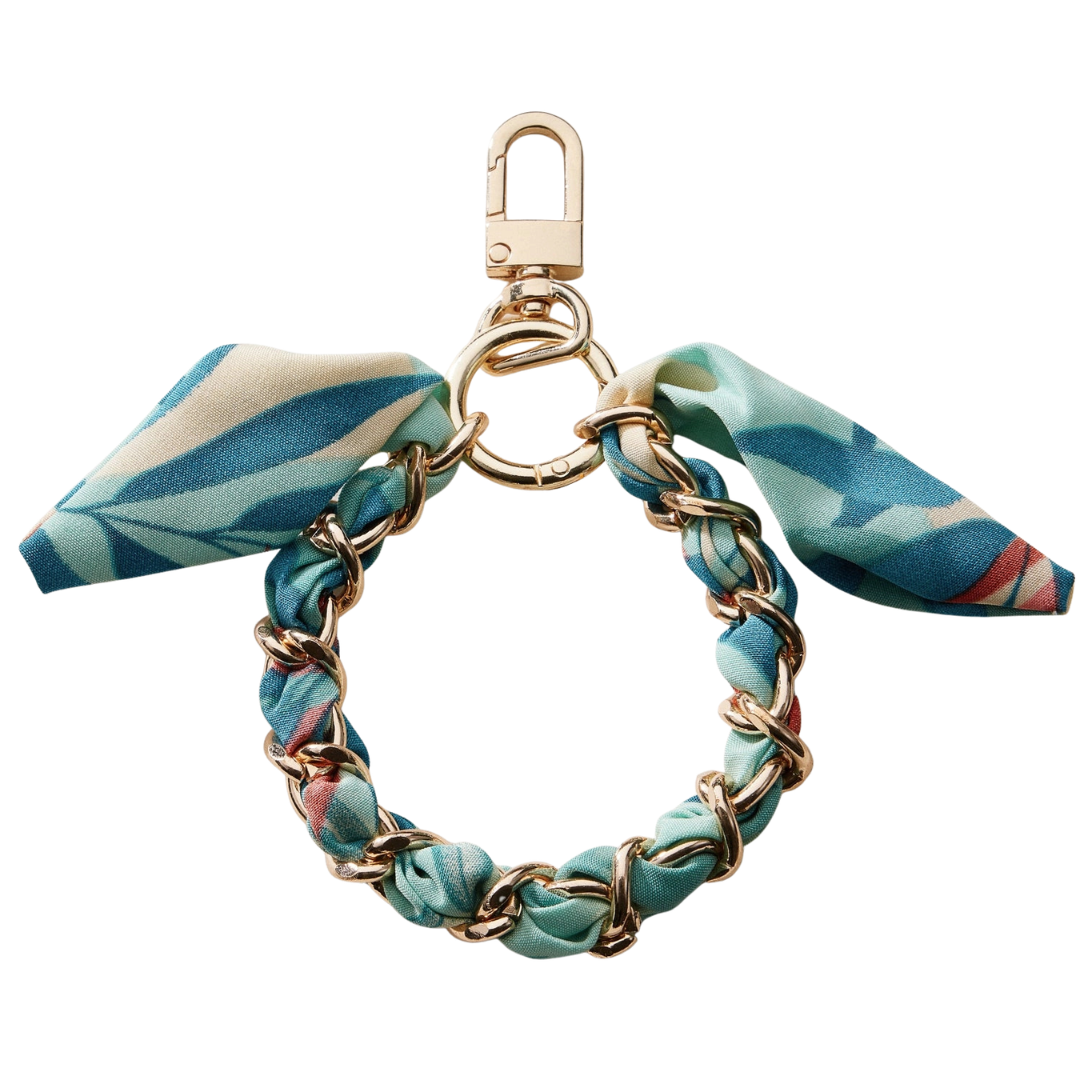 Silk Scarf Chain Wristlet Keychain