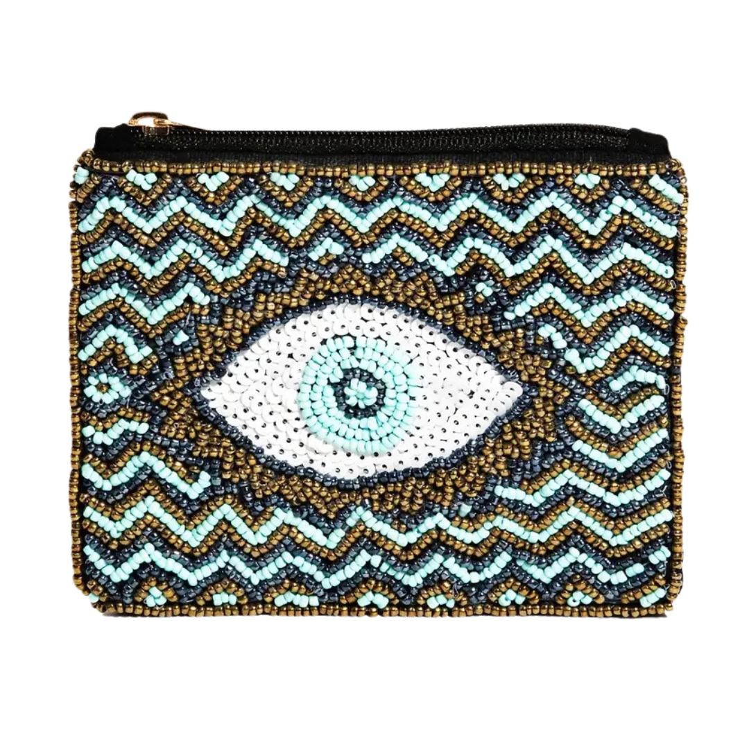 Evil Eye Beaded Coin Purse