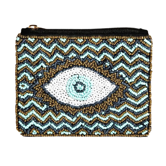Evil Eye Beaded Coin Purse