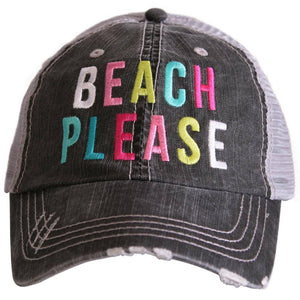 Beach Please Distressed Trucker Hat