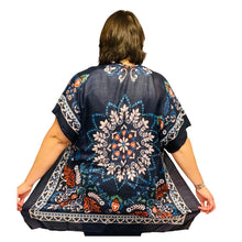 Load image into Gallery viewer, Boho Printed Open Kimono In Navy