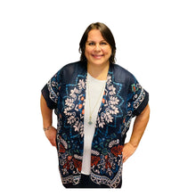 Load image into Gallery viewer, Boho Printed Open Kimono In Navy
