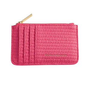 Bright Pink Rattan Mini Wallet