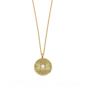 Opal Disc Pendant Necklace