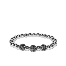 Load image into Gallery viewer, Pave Tri-Bead Metal Stretch Bracelet