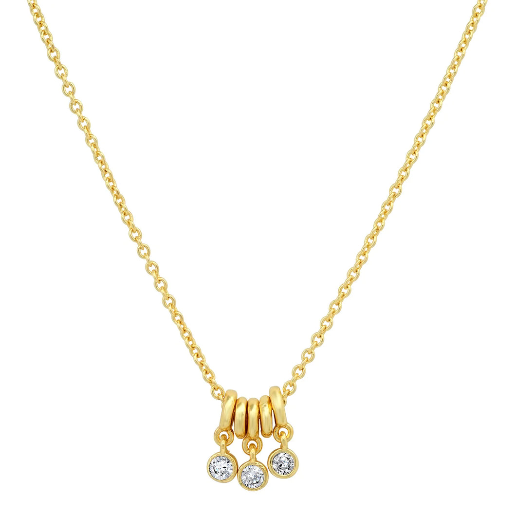 Dainty Triple CZ Ring Necklace